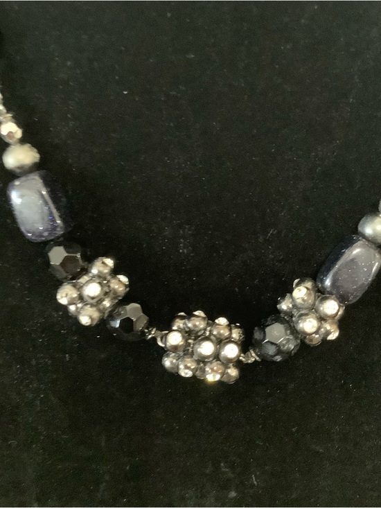 Nine West Jewelry - NINE WEST: Handcrafted Navy Blue and Silver Beaded Necklace